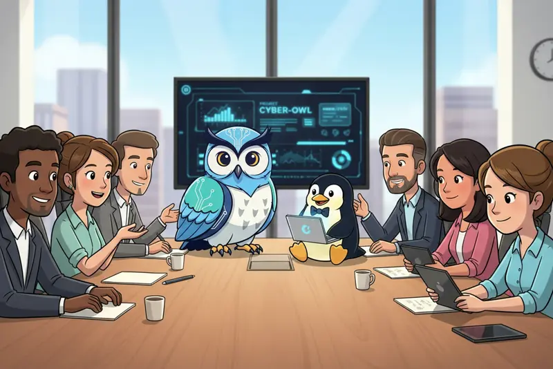 Cyber Owl having meeting with Team